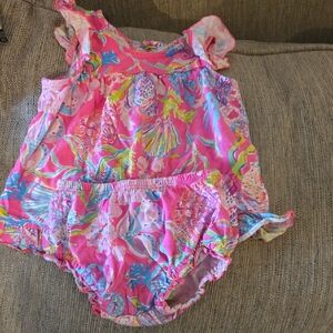 Lilly Pulitzer Pink and Blue Baby Outfit